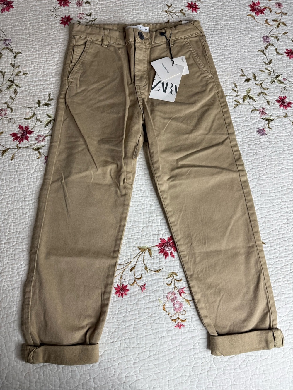 ZARA Kids Boys Khaki/Chino Beige slim Pants - 8 years